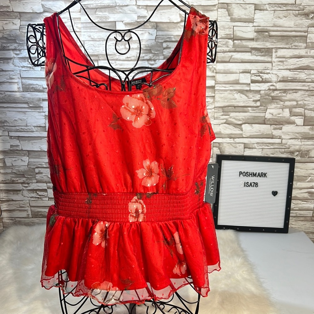 WILLOW Floral Peplum/ Smocked Blouse